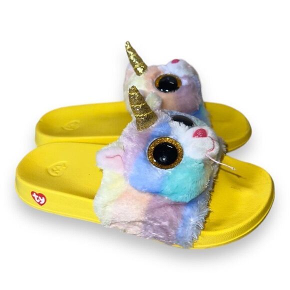 TY Unicorn Kitty Slide Sandals Yellow / Multicolor Youth 1-3 - Picture 4 of 10